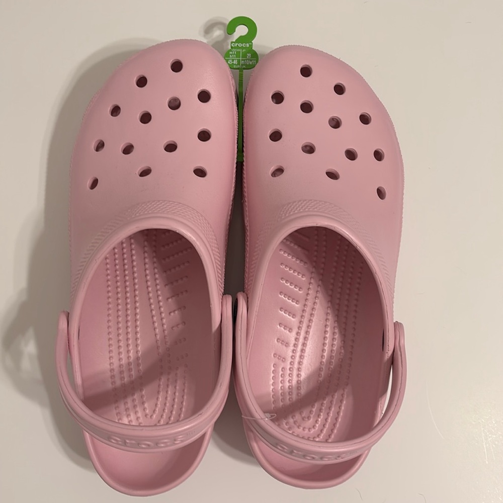 Crocs Unisex Classic Clog Pink Black Men's Size 10 / Women’s Size 11 NWOT